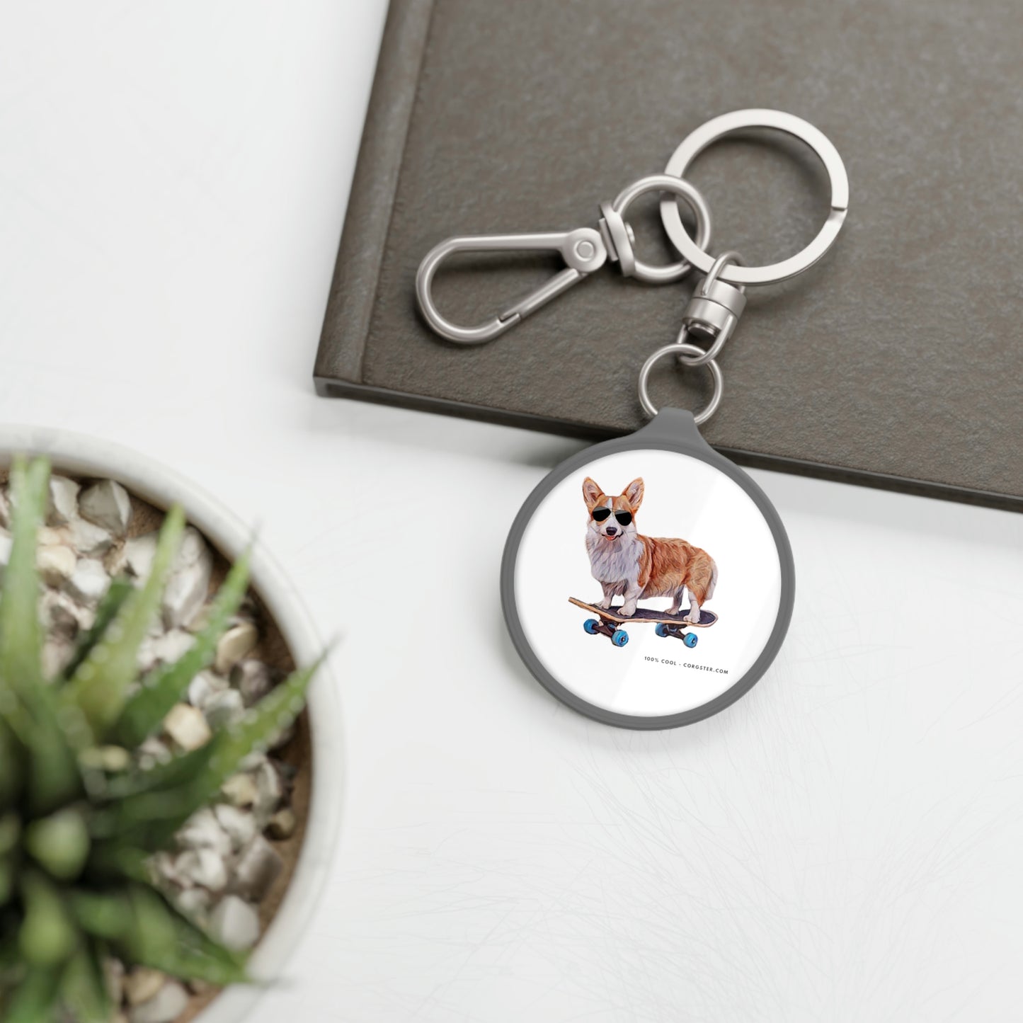 Cool Corgi Skater Keyring Tag - Corgster