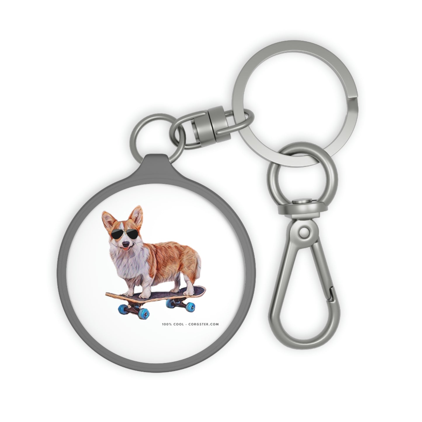 Cool Corgi Skater Keyring Tag - Corgster